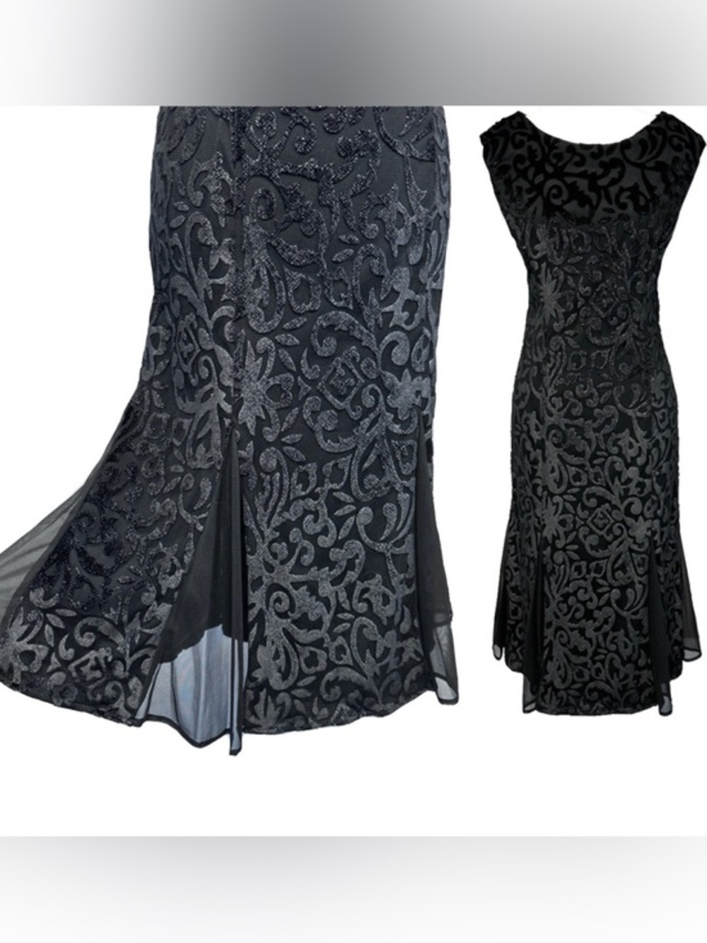R&M Richards Sz 12 Velvet Lace Fit & Flare Dress Whimsygoth Fairy Grunge Formal